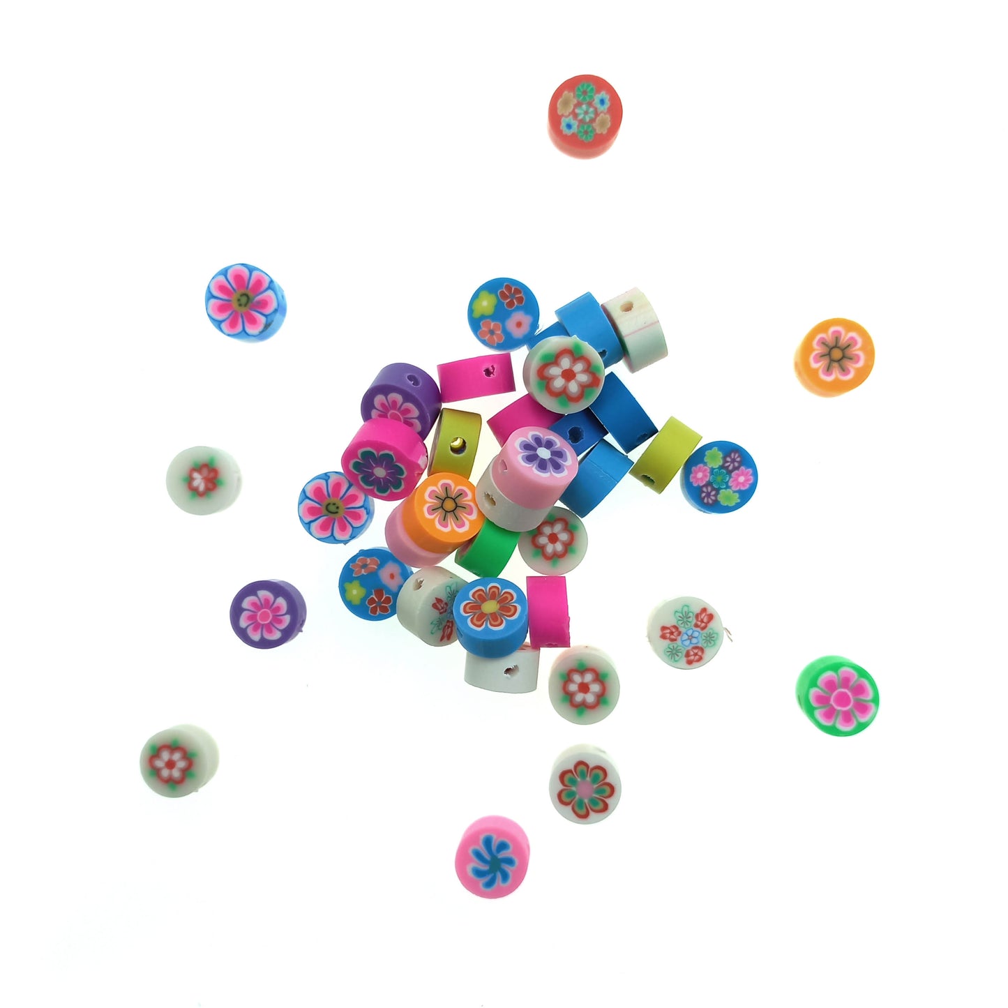 Cuentas de Fimo Redondas Flor - Bisuteria