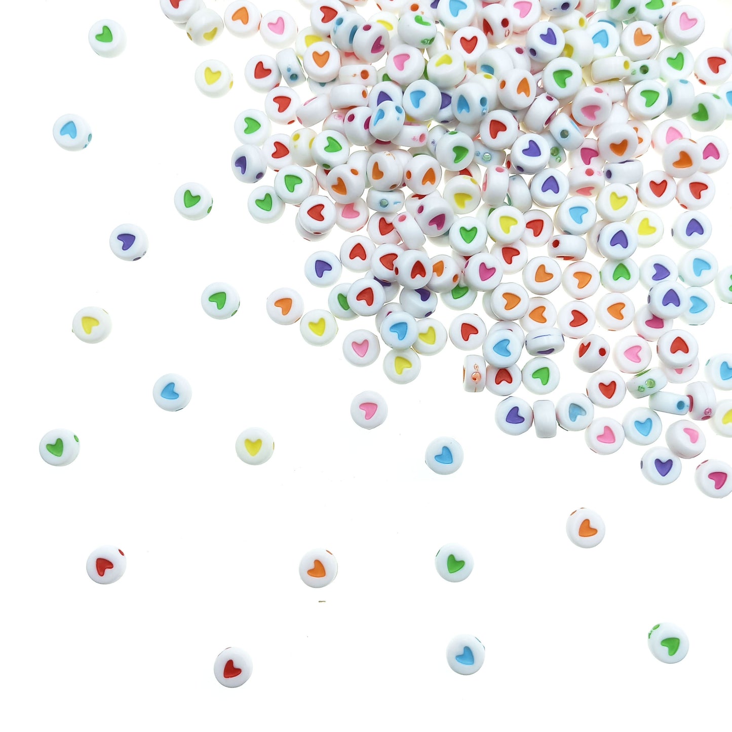 Cuenta Redonda Corazón Surtido 7mm - Bisuteria