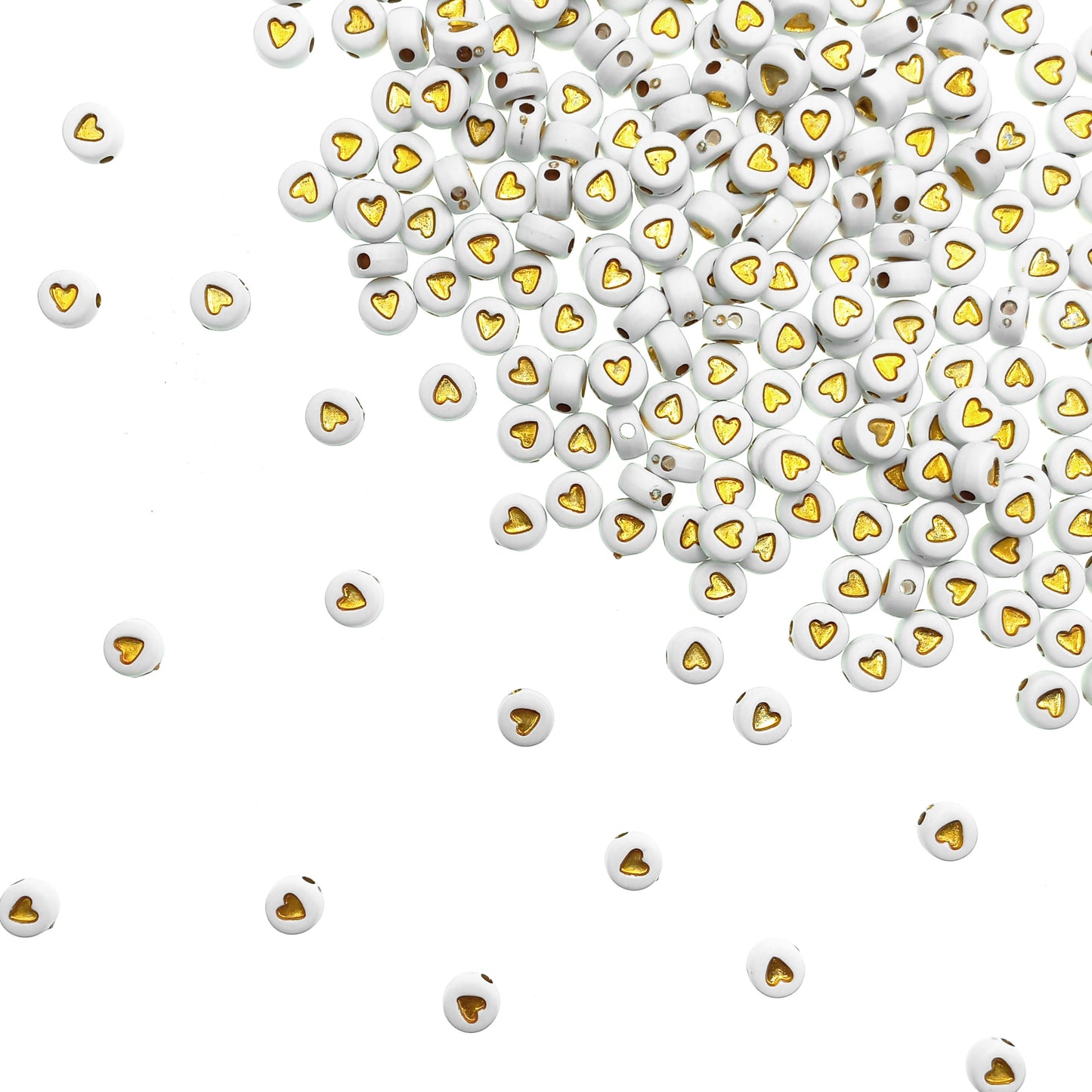 Cuenta Redonda Corazón Dorado 7mm - Bisuteria