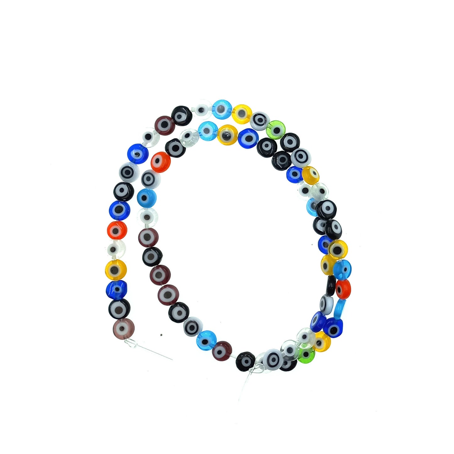 Tira Ojo Turco de Vidrio 6mm Plano 62uds aprox Surtido