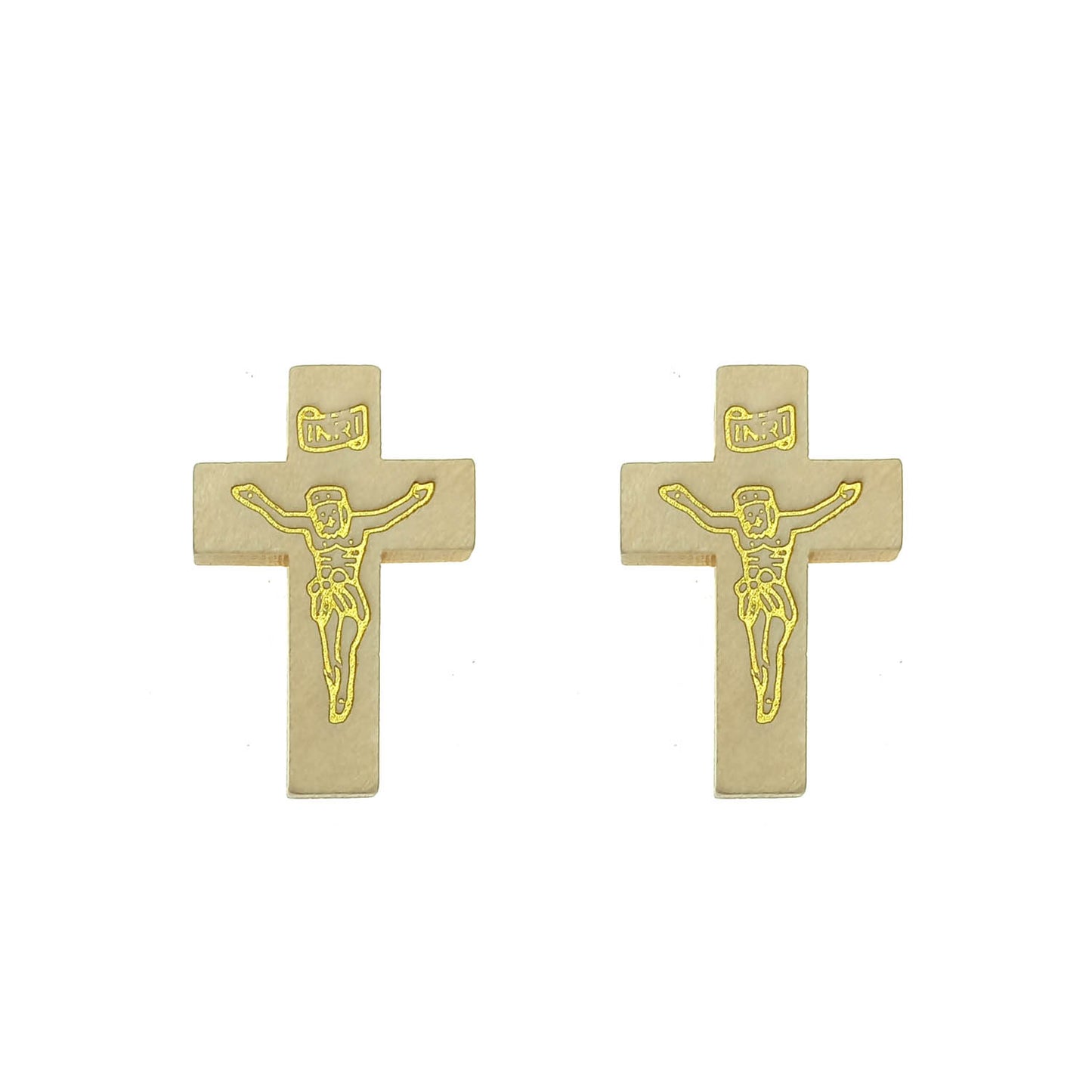 Cruz Colgante de Madera Beige Inri Religioso 3,2 cms x 2 cms