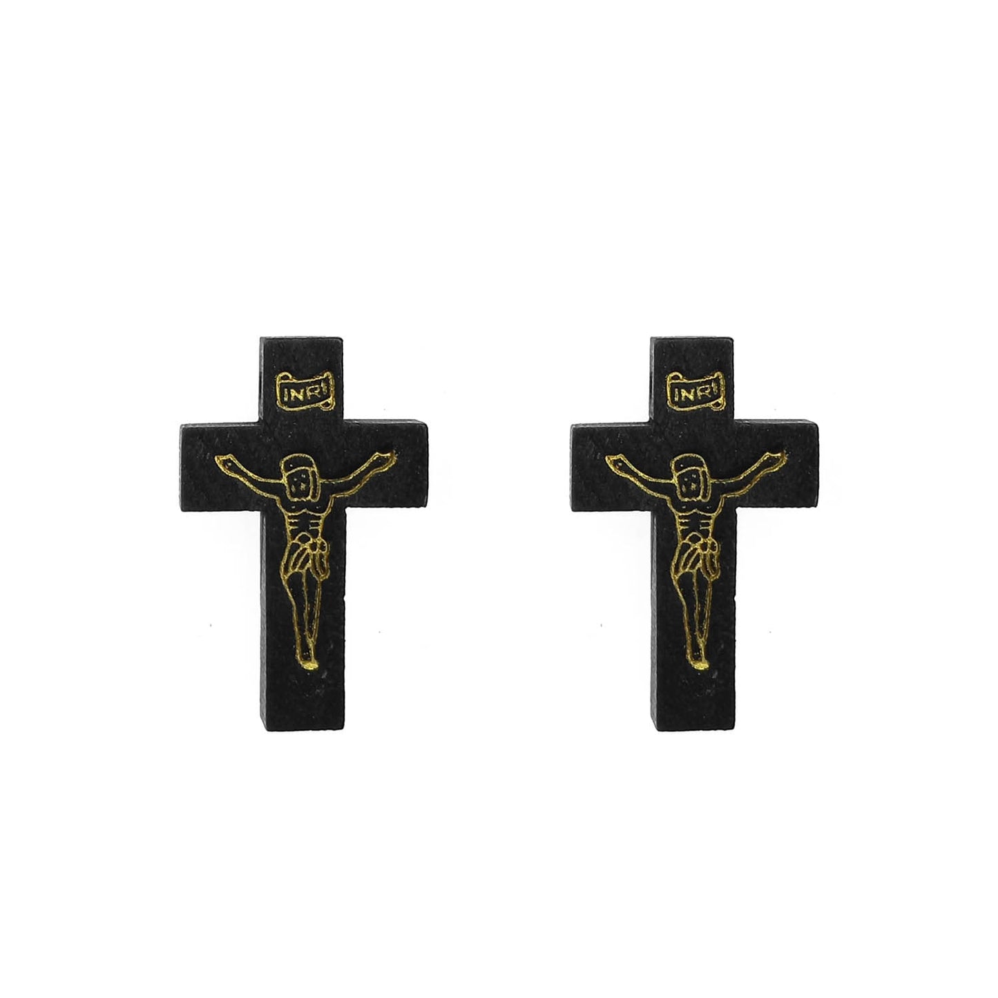 Cruz Colgante de Madera Negro Inri Religioso 3,2 cms x 2 cms