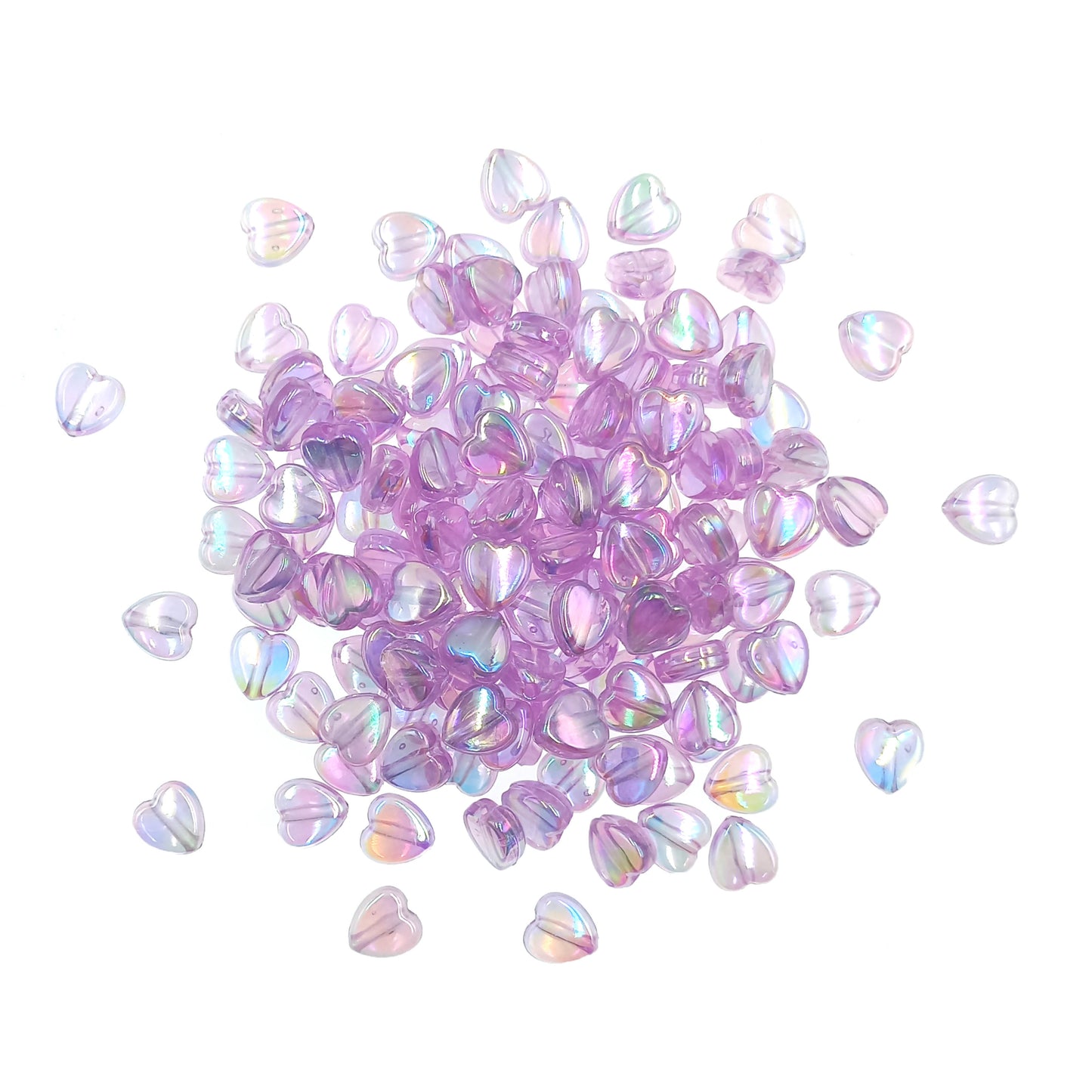 cuentas corazon tornasol lila