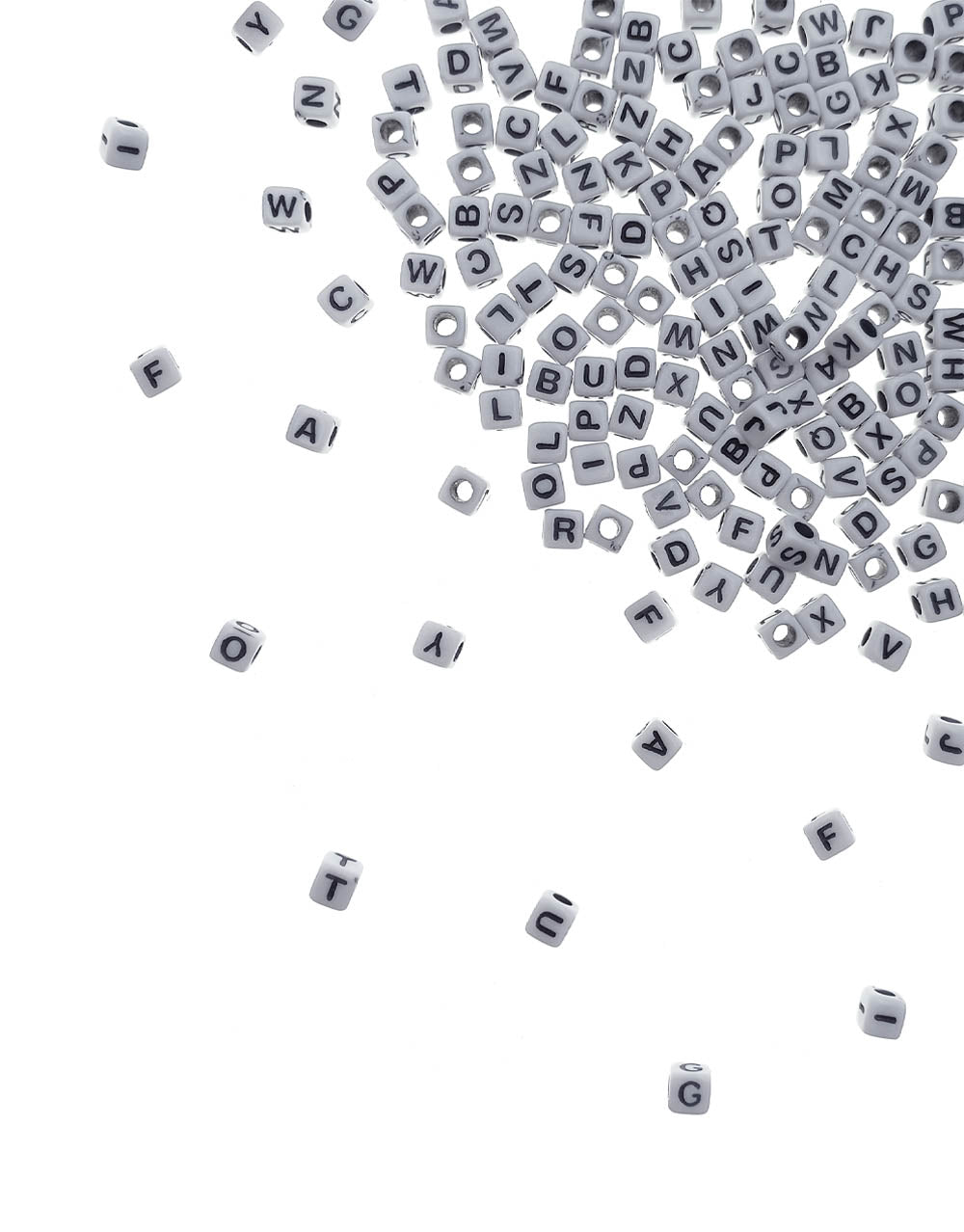 Cuentas de Letras Cuadrado Chico 5mm Blanco Negro - Bisuteria