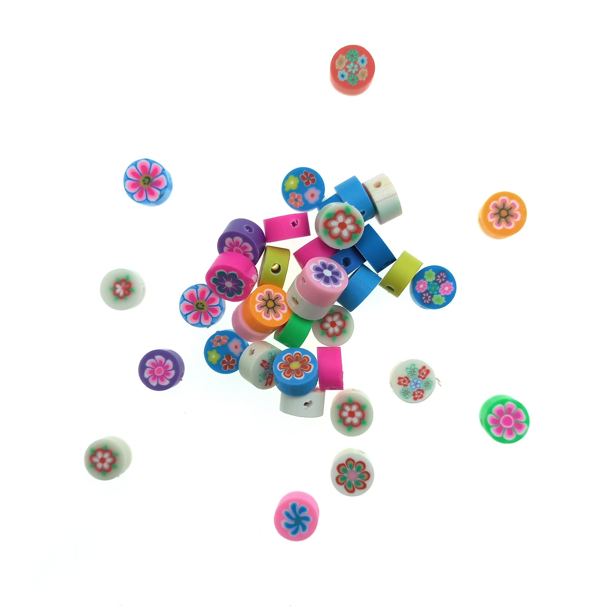 Cuentas de Fimo Redondas Flor - Bisuteria