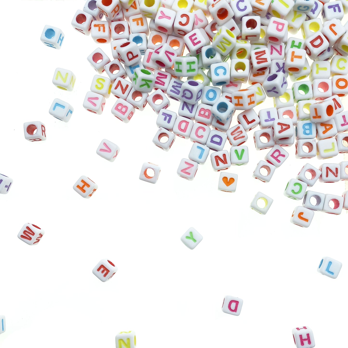 Cuenta acrilica de Letra Cuadrada Surtido 7mm - Bisuteria