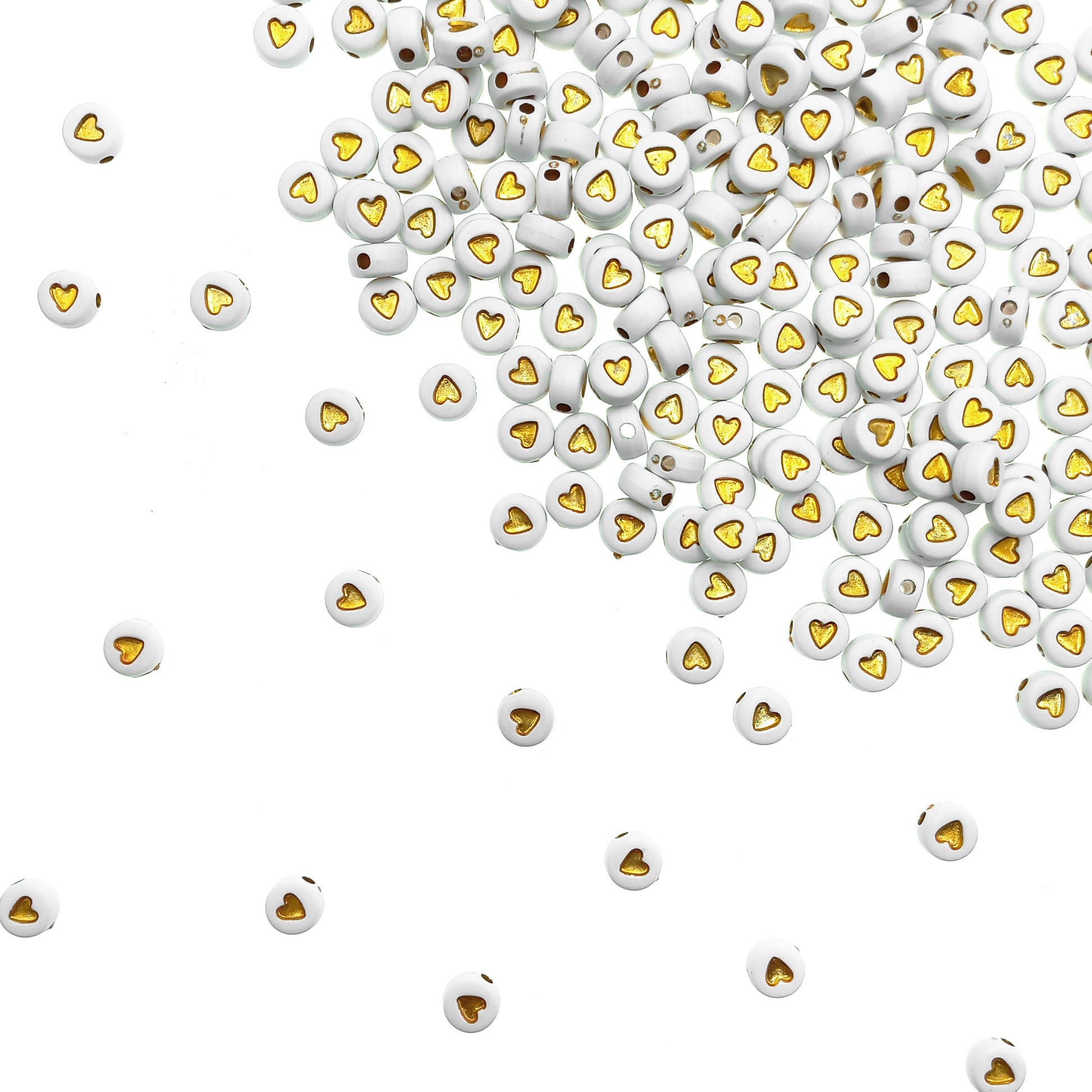 Cuenta Redonda Corazón Dorado 7mm - Bisuteria