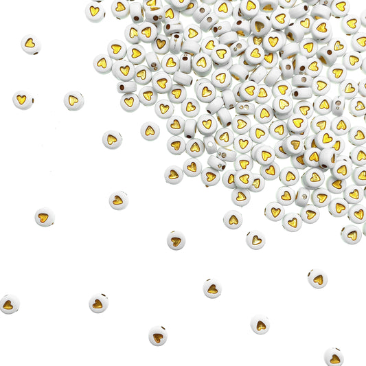 Cuenta Redonda Corazón Dorado 7mm - Bisuteria