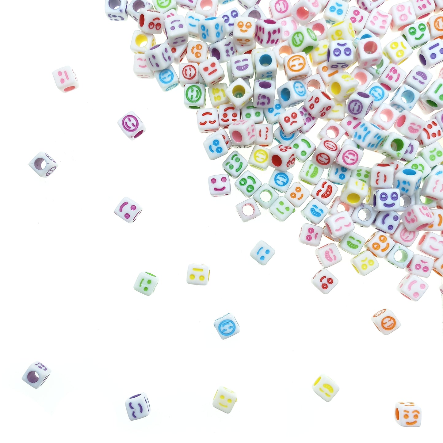 Cuenta Cuadrada Emoji 6mm - Bisuteria