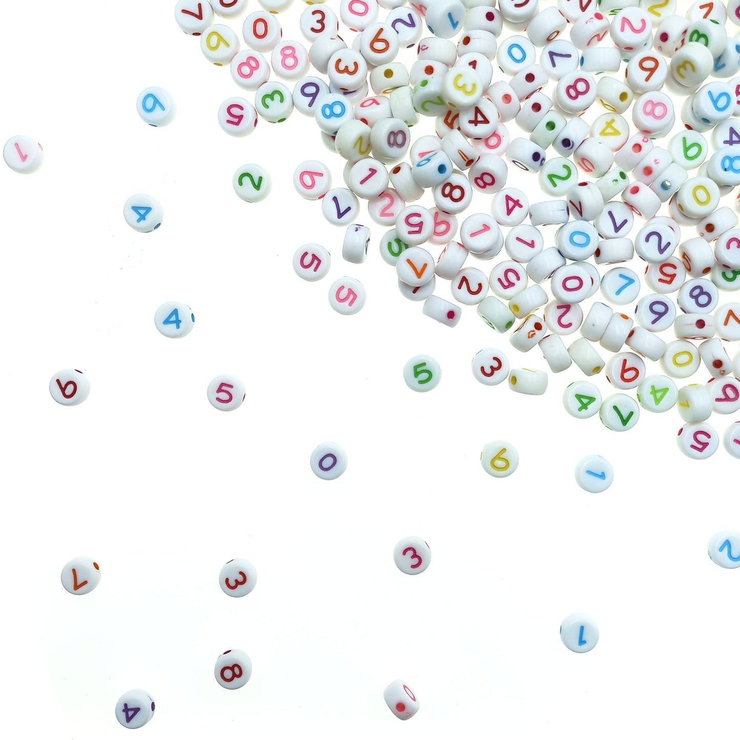 Cuentas Redonda Número Blanco Surtido 6.8mm - Bisuteria