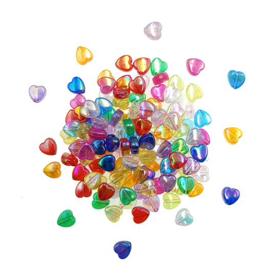 Cuentas de Corazon Color Surtido Tornasol 9x8mm - Bisuteria