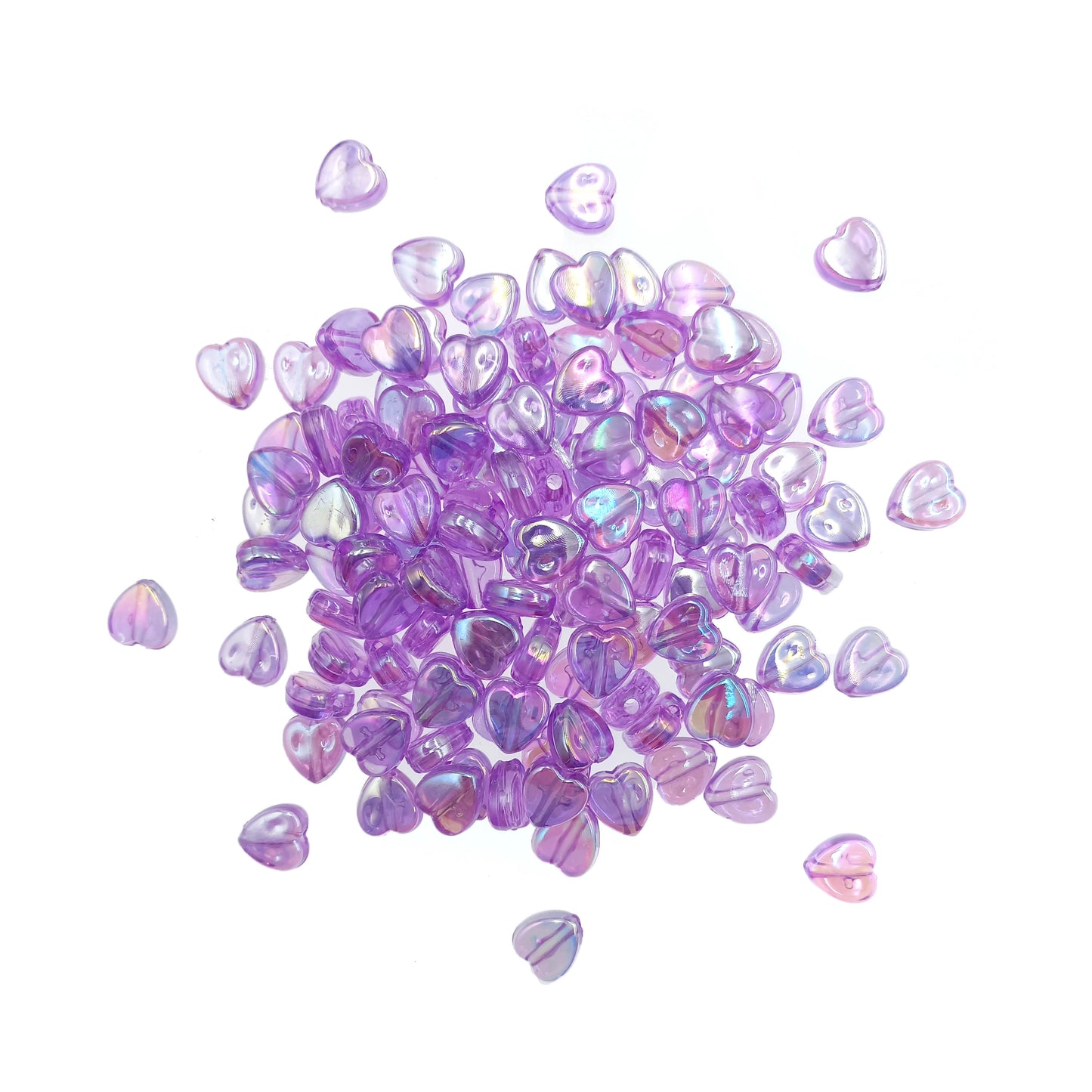 Corazon Acrilico Tornasol Morado 9x8mm - Bisuteria