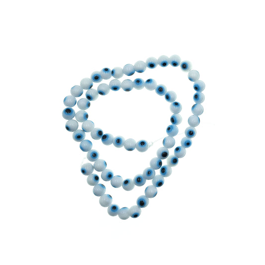 Tira Ojo Turco de Vidrio 6mm 60uds aprox Blanco