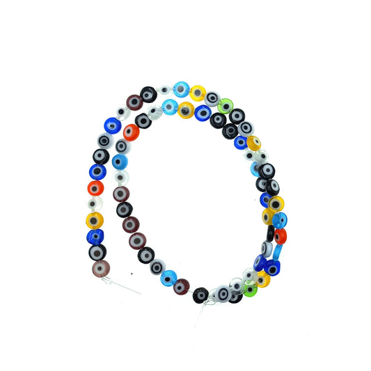 Tira Ojo Turco de Vidrio 6mm Plano 62uds aprox Surtido