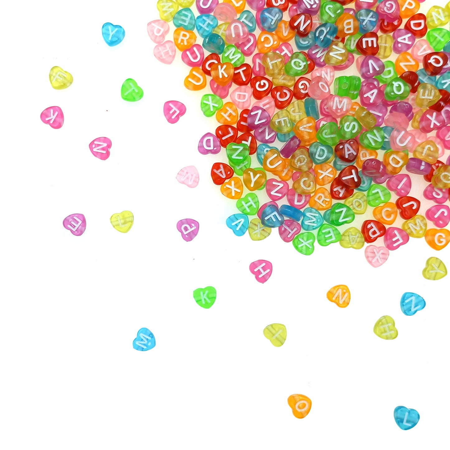 Cuentas de Letras Forma Corazon Color 7mm