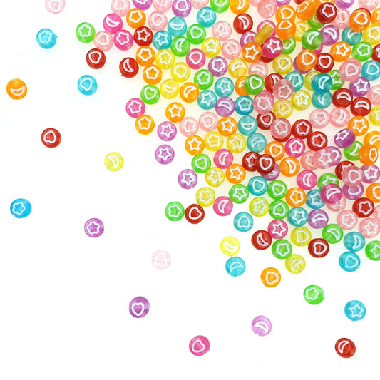 Cuenta Redonda Transparente Corazon Flor Luna 7mm