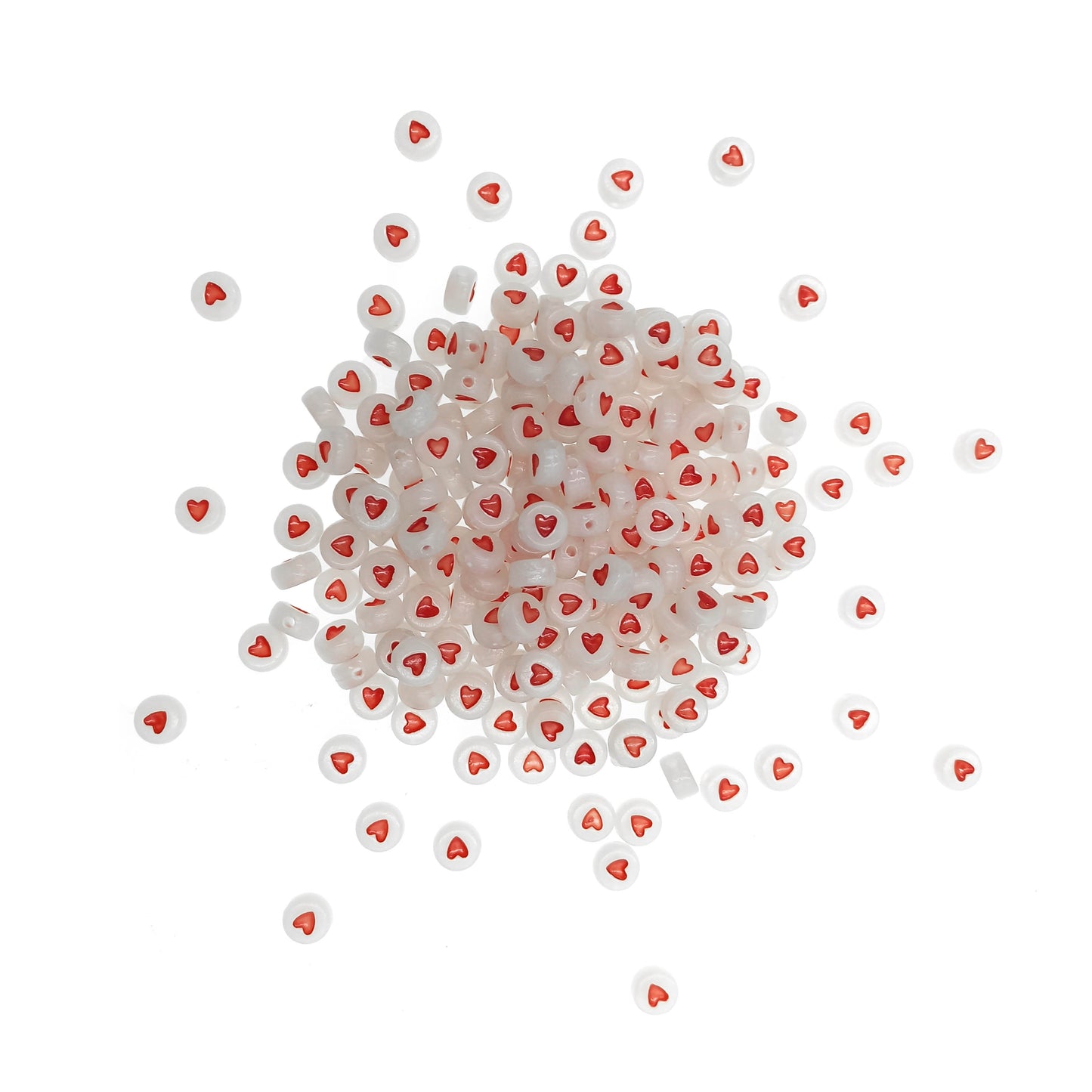 letras cuentas corazon rojo luminoso fluor bisuteria