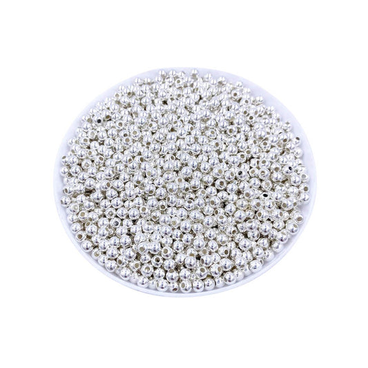 Espaciador Bolitas Redondas de Metal Color Plateado - Bisuteria