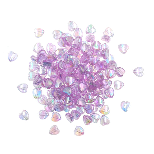 cuentas corazon tornasol lila