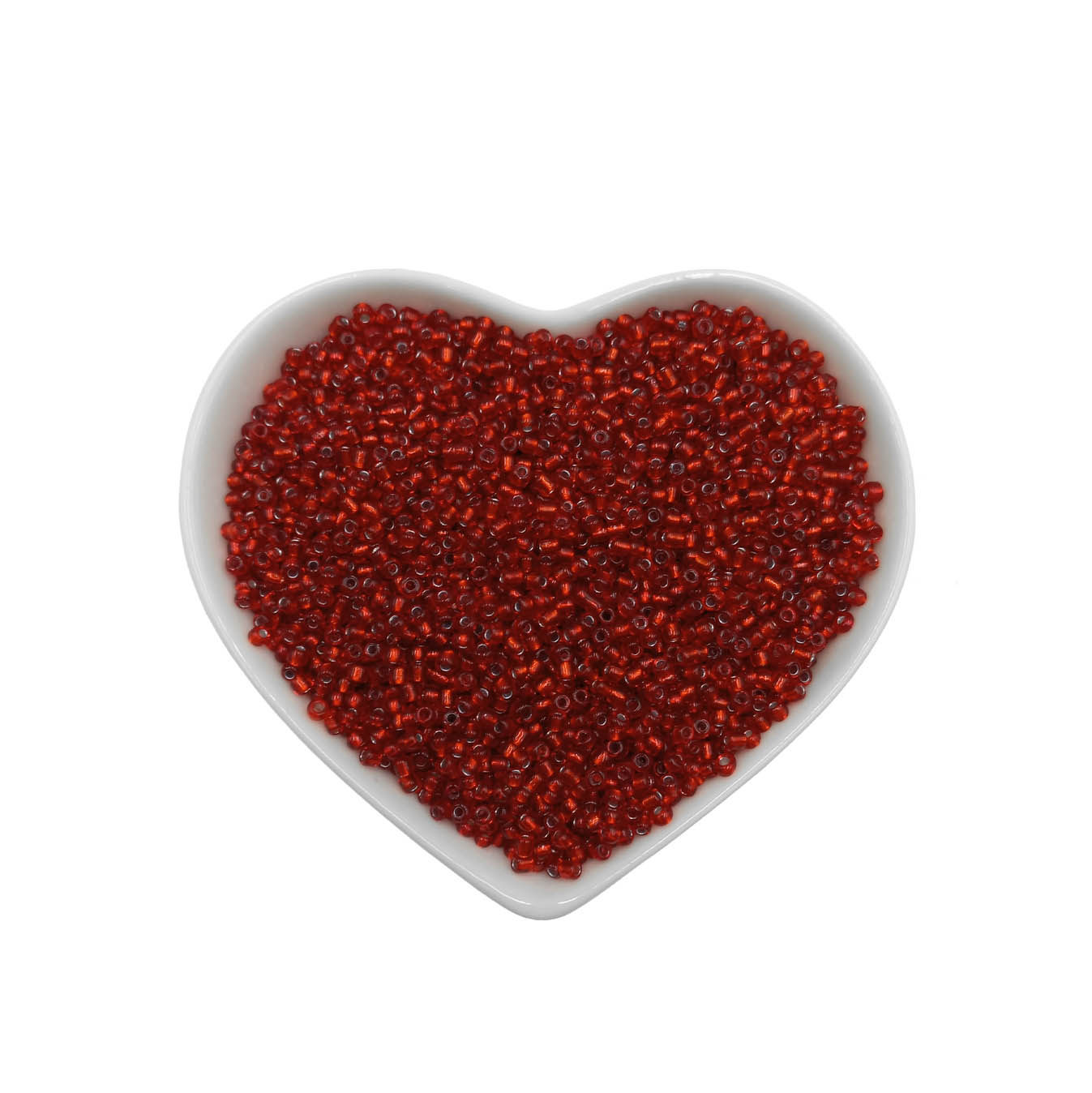 mostacillas rojo semi transparente