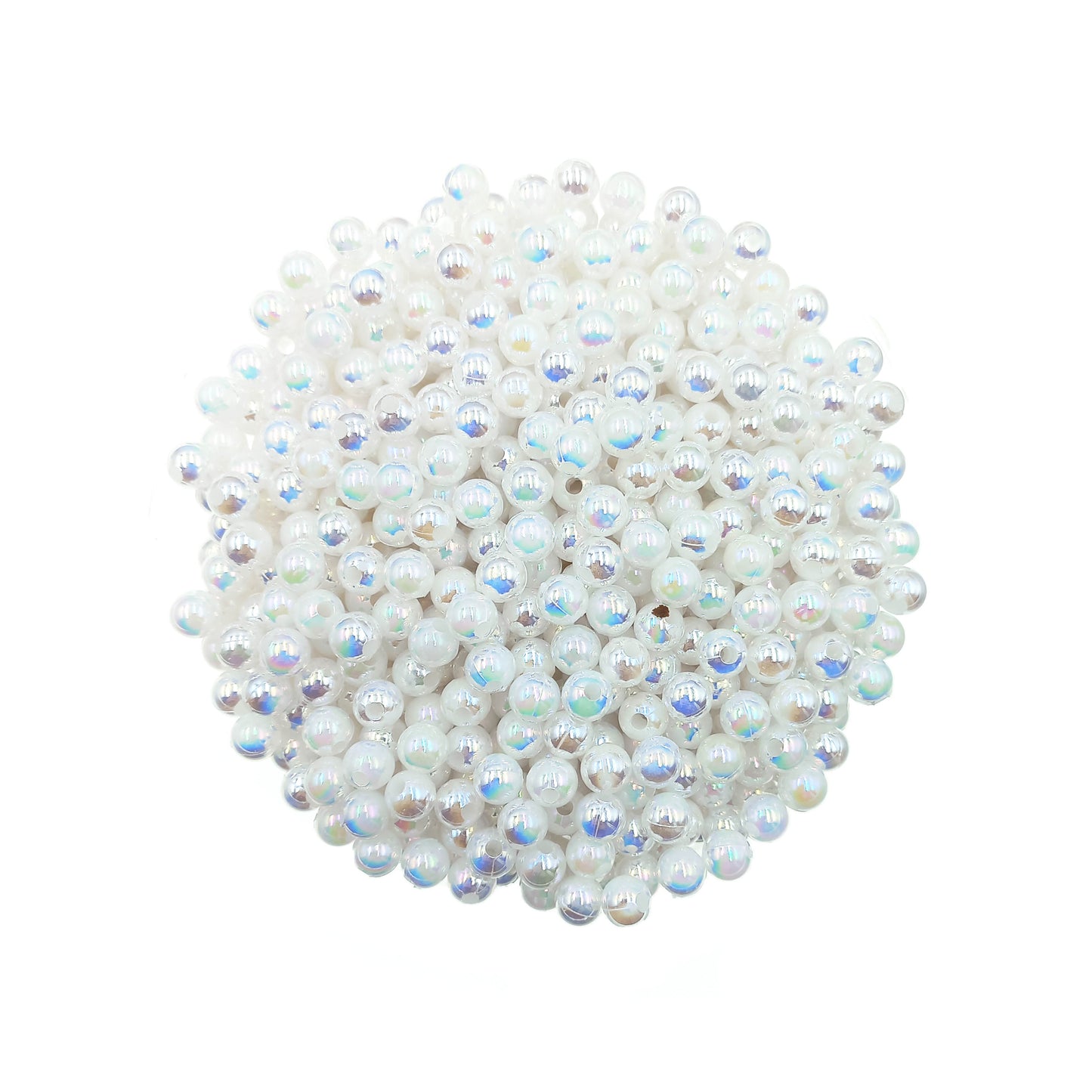 Perlas Acrilicas 6mm Blanco Tornasol - Bisuteria