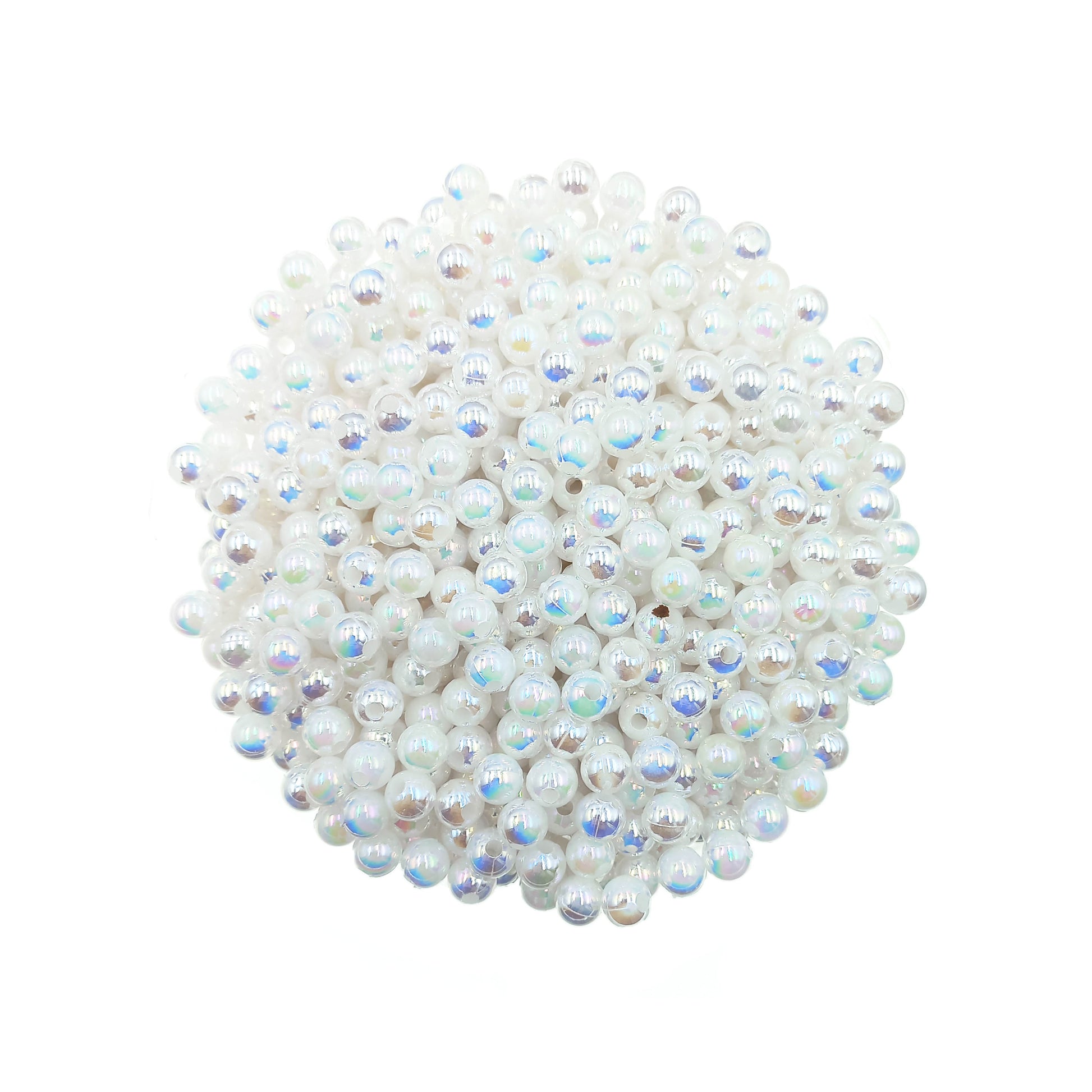 Perlas Acrilicas 6mm Blanco Tornasol - Bisuteria