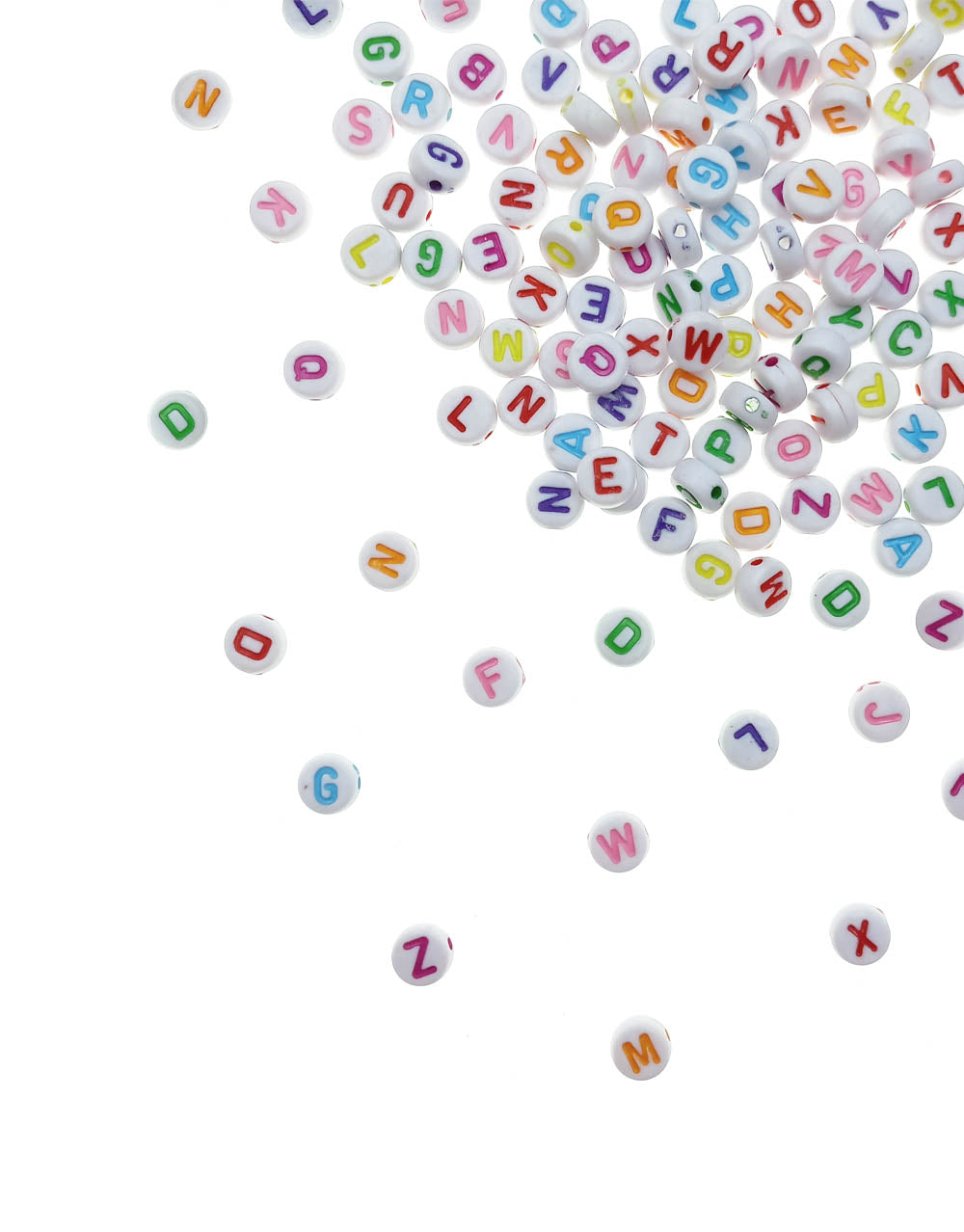 Cuentas de Letras Redondas Blanco Color Surtido 7mm - Bisuteria
