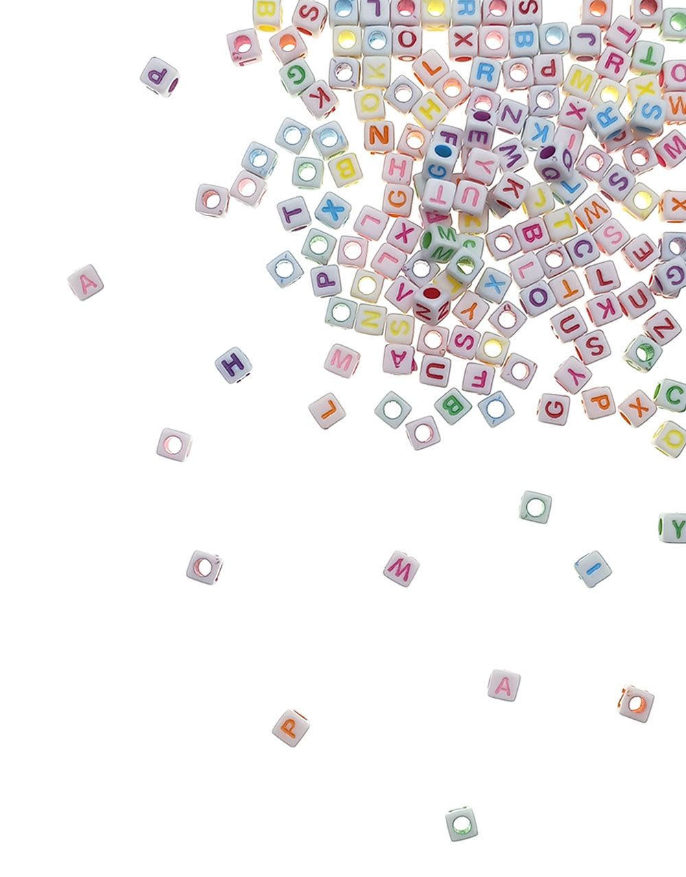 Cuentas de Letras Cuadrado Chico 5mm Blanco Surtido - Bisuteria