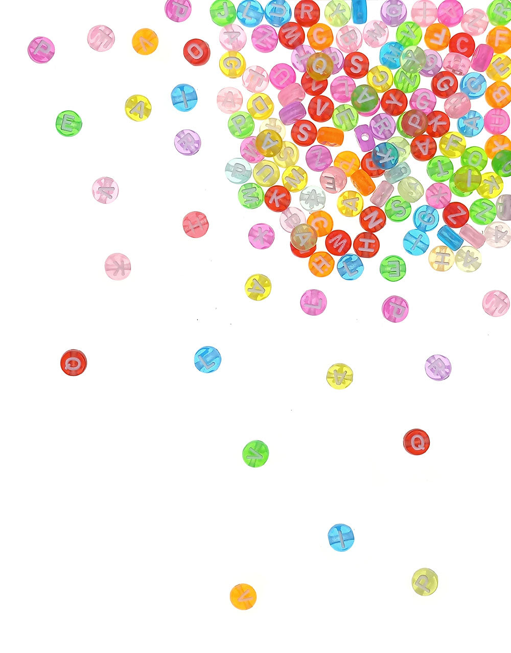 cuentas acrilicas de Letras Redondas Colores Surtido Transparente - Bisuteria